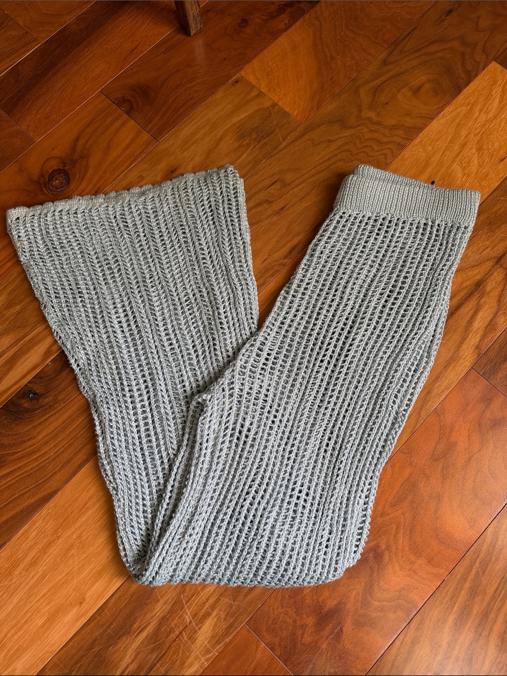 Knit light blue and silver cover up pants